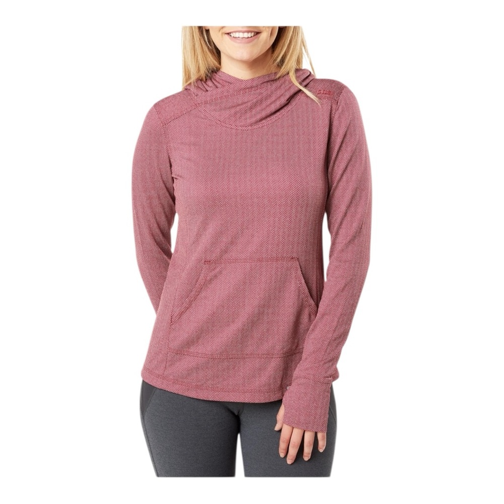 5.11 Tactile Aphrodite Hooded Pullover Top In Red Herringbone Gorpcore Utility